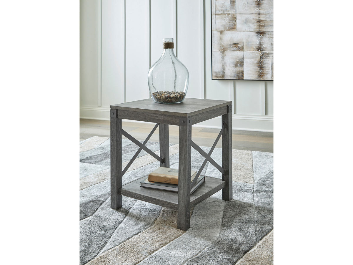Freedan Square End Table - Grey T175-2