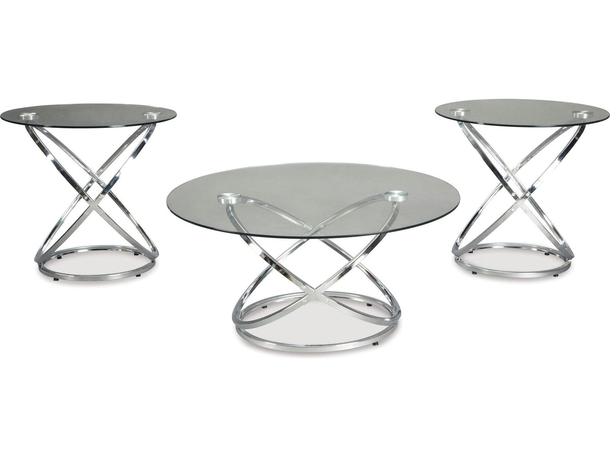 Hollynyx Chrome & Glass Table Set (3) - T270-13