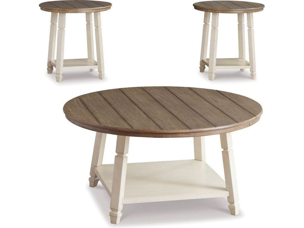 Bolanbrook Occasional Table Set (3) - White/Brown T377-13