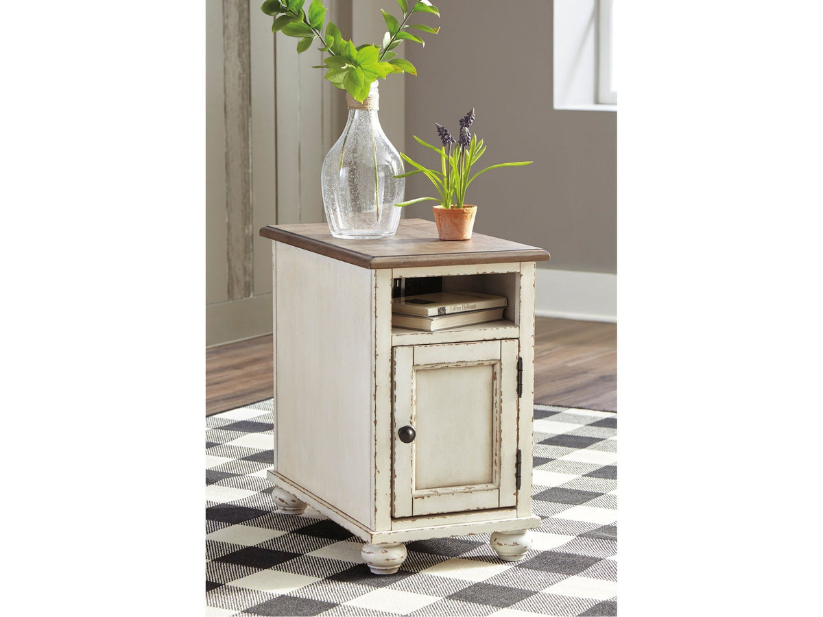 Realyn Chair Side End Table - Antique White T523-7 - Schleider Furniture & Mattress Company 