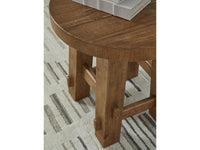 Mackfield Round Pine End Table - Warm Brown T724-6