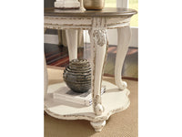 Realyn Round End Table - Antique White/Brown T743-6