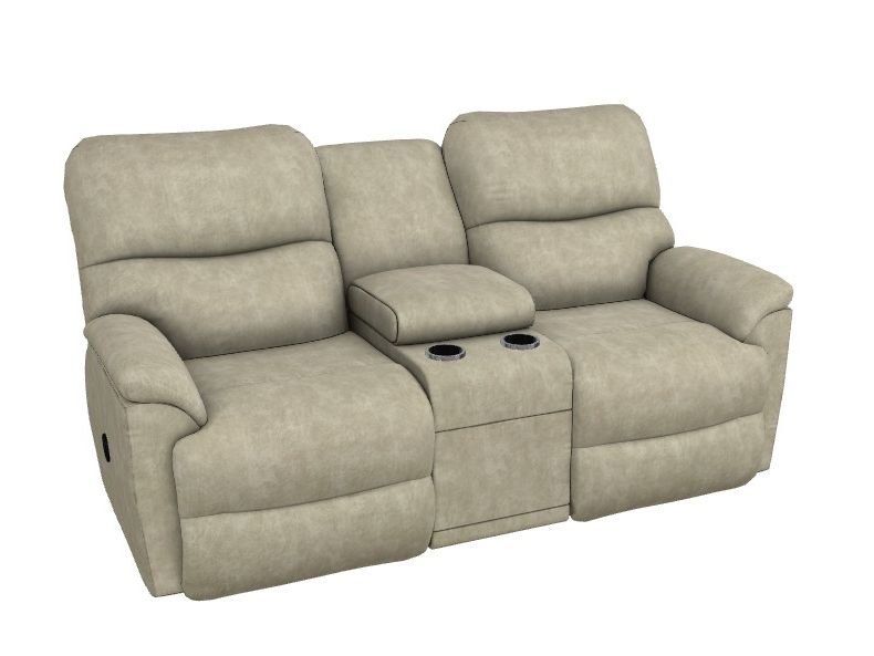 Trouper Reclining Loveseat w/Console - Stucco 449724-E153732 - Schleider Furniture & Mattress Company 