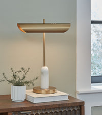 Rowleigh - Marble Desk Lamp - Gold Finish / White
