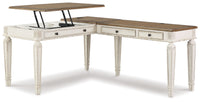 Realyn - L Shaped Desk With Lift Top - White / Brown