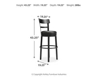 Valebeck - Tall Upholstered Swivel Barstool