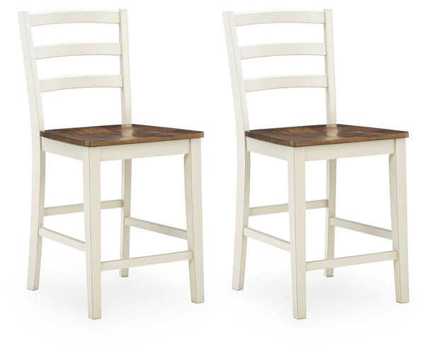 Brinfern - Barstool (Set of 2) - Brown / Antique White - Schleider Furniture & Mattress Company 