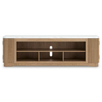 Camdill - XL TV Stand With Fireplace Option - Light Brown