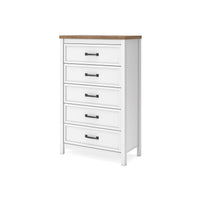 Kerisden - Five Drawer Chest - White / Brown