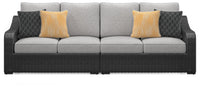 Beachcroft - 2-Piece Outdoor Loveseat with Cushion - Black / Light Gray