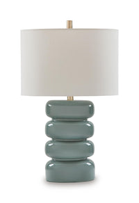 Clayard - Ceramic Table Lamp - Gray Blue - Schleider Furniture & Mattress Company 