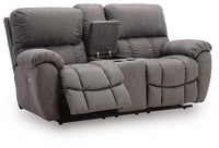 Bakerstein - Power Reclining Loveseat/Console/Adjustable Headrest - Galaxy