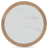 Camdill - Round Cocktail Table - Light Brown / White