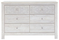 Paxberry - Six Drawer Dresser - Medallion Drawer Pulls - Whitewash