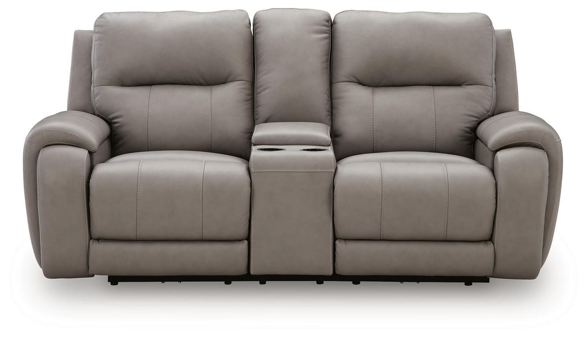 Real Moments - Power Reclining Loveseat With Audio Seating - Ash