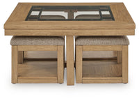 Wittenmyer - Cocktail Table With 4 Stools (Set of 5) - Natural / Black