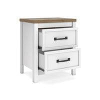 Kerisden - Two Drawer Night Stand - White / Brown