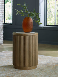 Camdill - Round End Table - Light Brown / White