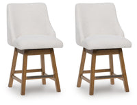 Cabalynn - Upholstered Swivel Barstool (Set of 2) - Oatmeal / Light Brown