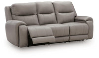 Real Moments - Power Reclining Sofa With Audio Seating - Ash