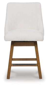 Cabalynn - Upholstered Swivel Barstool (Set of 2) - Oatmeal / Light Brown