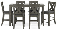 Caitbrook - Rect Drm Counter Table Set (Set of 7) - Gray