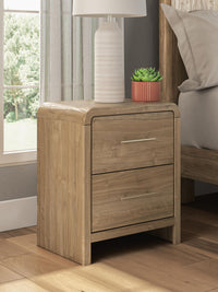 Gramburg - Two Drawer Night Stand - Warm Natural Brown