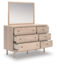 Arloster - 4 Pc. - Full Panel Storage Bed, Dresser, Mirror And Nightstand - Tan - Schleider Furniture & Mattress Company 