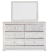Paxberry - Dresser, Mirror - Medallion Drawer Pulls - Whitewash