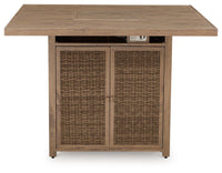 Walton Bridge - Square Bar Table W/Fire Pit - Driftwood