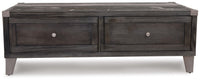 Todoe - Lift Top Cocktail Table - Dark Gray