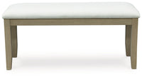 Calmoro - Large Upholstered Dining Room Bench - Off White / Gray