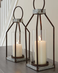 Diedrick - Lantern Set (Set of 2) - Gray / Black