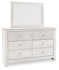 Paxberry - Dresser, Mirror - Medallion Drawer Pulls - Whitewash