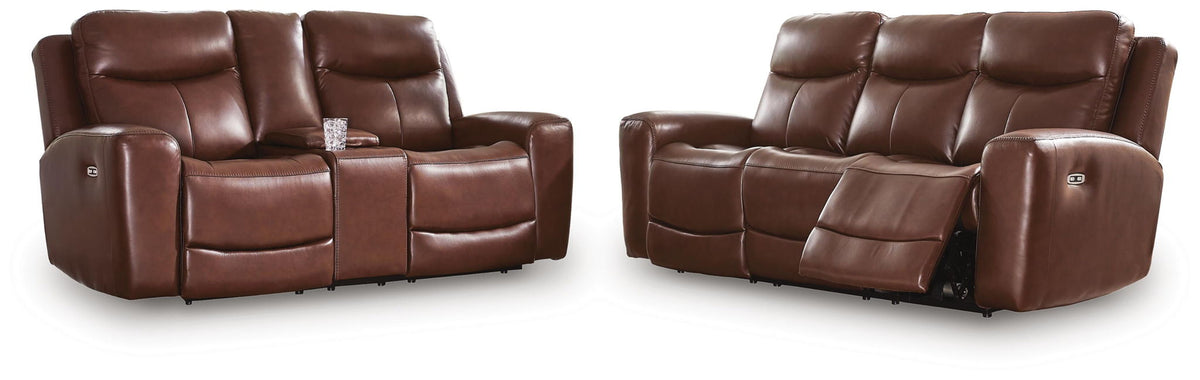 Bexhurst - 2 Pc. - Power Reclining Sofa And Loveseat - Mahogany - Schleider Furniture & Mattress Company 