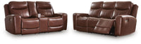 Bexhurst - 2 Pc. - Power Reclining Sofa And Loveseat - Mahogany - Schleider Furniture & Mattress Company 